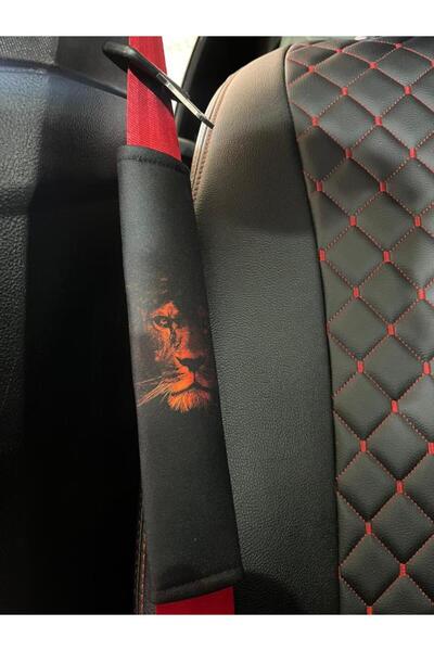 OTOBİR Seat Belt Comfort Pad-Seat Belt Cover Yellow-Red Lion Themed