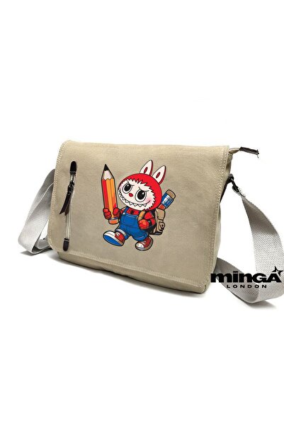 Minga London Beige Labubu Back to School Printed Postman for School, Course, ...