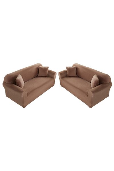 OEM Set 2 huse elastice pentru canapea JO-JO, catifea, uni, 130x180cm M-2 locuri, MS STAR, maro