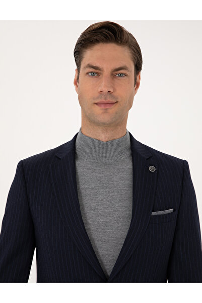 Pierre Cardin Lacivert Ex. Slim Fit Yün Karışımlı Çizgili Takım Elbise 50311536-VR033