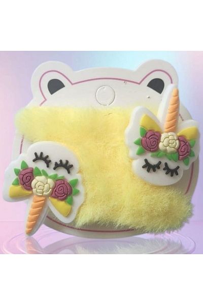 parti sürprizi Floral Unicorn Feather Yellow Color 2 Pack Hair Clips