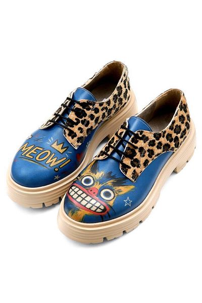 Dogo Women's Vegan Leather Blue Casual Shoes - Meow Attack Design