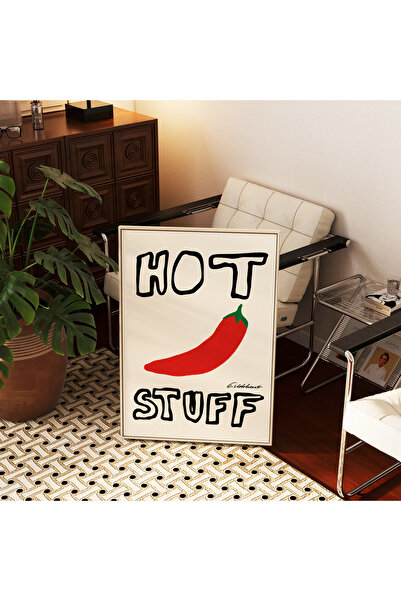 ARTHOUSECOLLECTIVE Hot Stuff Poster – Acı Biber İllüstrasyonu - Tablo Ölçülerinde Çerçevesiz Poster