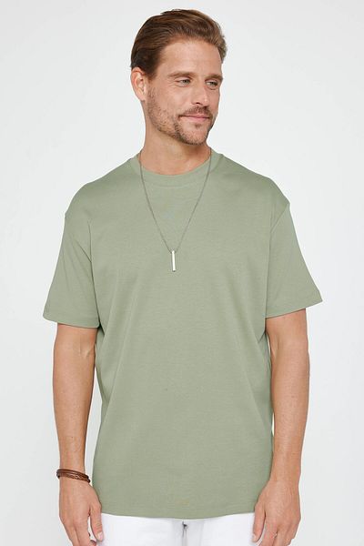 Tudors Unisex Relax Fit Άνετη εφαρμογή 100% βαμβακερή μαλακή υφή Ελαφρύ παχύ πράσινο μπλουζάκι με λαιμόκοψη