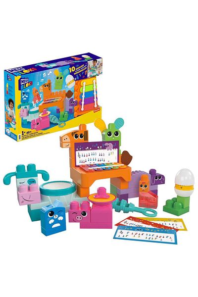 mattel Set de constructie cu animale de ferma muzicale Mega Blocks Musical Farm Band