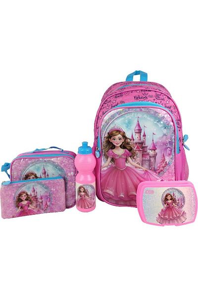 Roco Princess 5-in-1 Value Set Backpack with Accessory – 16/17 Inch Royal School Bag for Girls