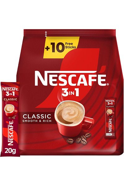 Nescafe Nescafe Classic 3 in 1 Coffee, 20g (1 Pack of 40 Sachets)