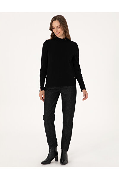 Pierre Cardin Black Slim Fit Half Fisherman Basic Sweater 50310887-Vr046