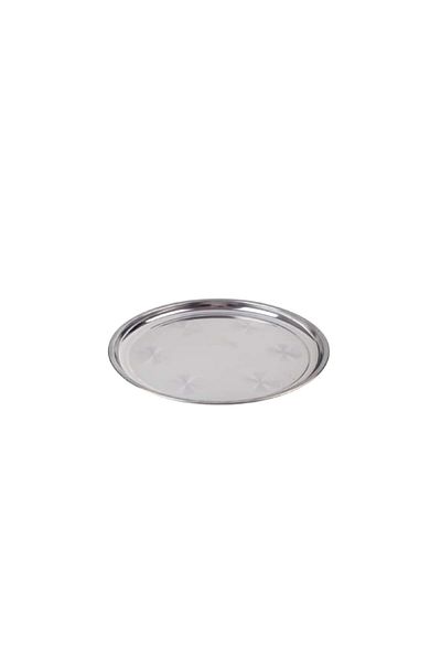 OEM Tavă rotundă de servire, metal argintiu, 35 cm