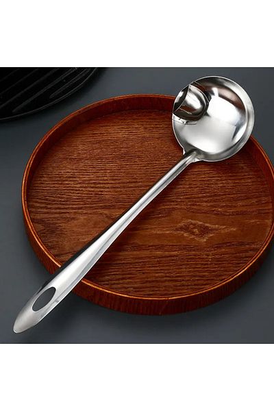 Home Stainless Steel Oil Separator Scoop |   Long Handle, Bright Surface, for Soup and Meat Broth