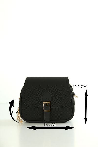 byFOX Fashion Mini Size Cover Detailed Three-Compartment Lcst Leather Look Crossbody Bag Width: 20cm Length: 16cm Bottom: 8cm