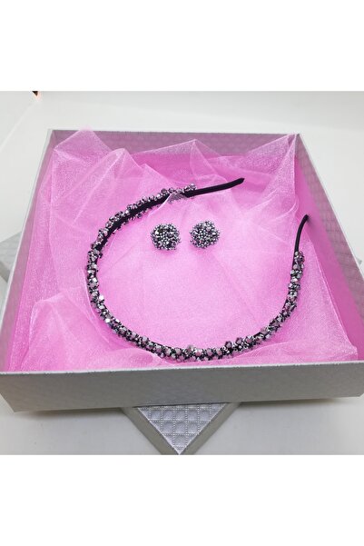Crisandahandmade Set cu bentiță și cercei cu cristale de sticlă și mărgele Preciosa Republica Cehă, argint, lucrat manual