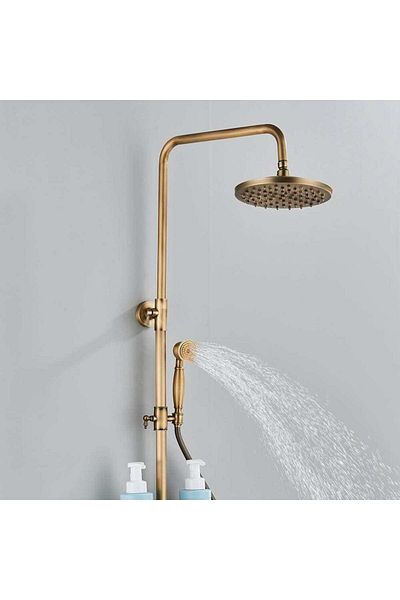 CasaVie Coloana Dus, cu para rotunda si efect de ploaie, auriu, para ajustabila pe inaltime, cod 1437