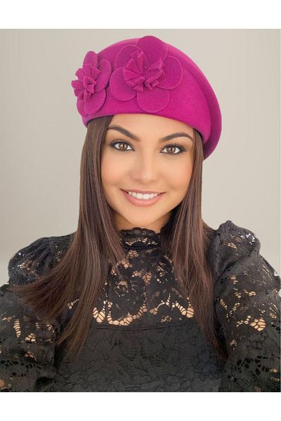 Confortino Luxury women's felt hat with a corner toca - ONE SIZE, ADJUSTABLE
