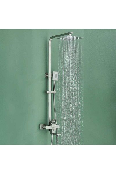 CasaVie Shower column, with square shower head and rain effect, silver, code 1436