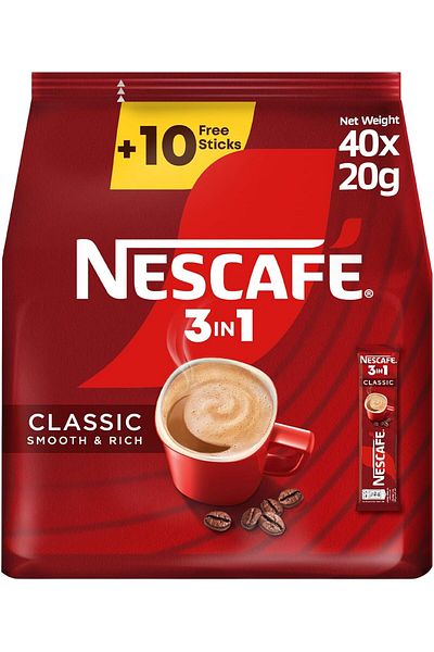 Nescafe Nescafe Classic 3 in 1 Coffee, 20g (1 Pack of 40 Sachets)