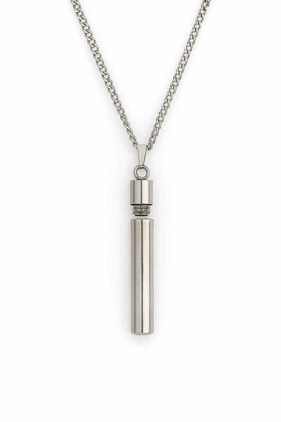 Herşey Nota Stainless Steel Titanium Cylinder Capsule Pendant – Unisex Pendant with Openable Hidden Storage Compartment Jewelry