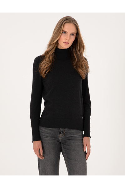 Pierre Cardin Anthracite Slim Fit Turtleneck Basic Sweater 50310886-Vr006