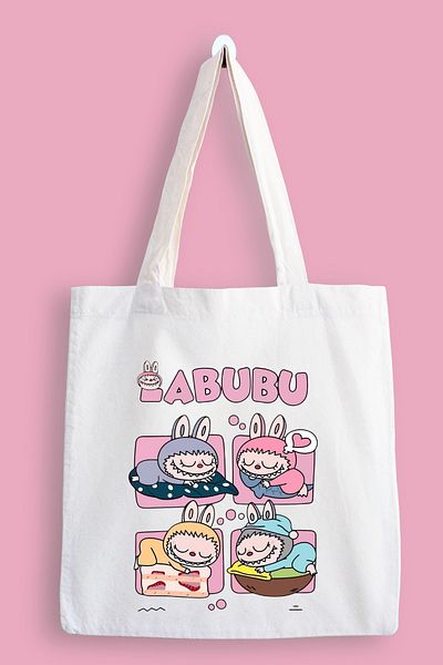 designedfy Labubu Waterproof Printed Cloth Bag, Tote Bag
