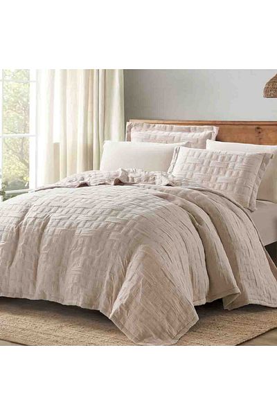 Alhabib bedding مفرش كلارا صيفي خفيف مضغوط مزدوج بيج غامق عدد القطع 6