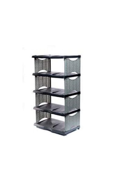 Nova Home Raft pantofi, model Rattan, 90x50 cm, 5 nivele, Negru-Gri
