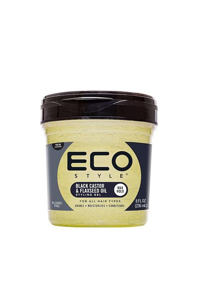 DECOSTYLE Gel de styling fixare puternica si fortifiere EcoStyle Black Castor & Flaxseed Oil 473ml