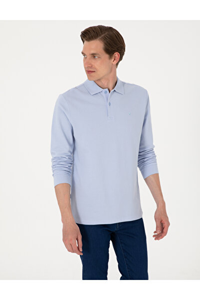 Pierre Cardin Açık Mavi Slim Fit Kıvrılmaz Polo Yaka Basic Pike Sweatshirt 50314048-VR003