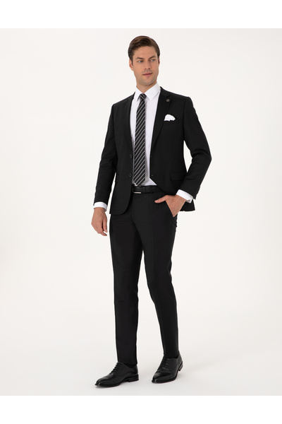 Pierre Cardin Siyah Ex. Slim Fit Yün Karışımlı Takım Elbise 50311524-VR046