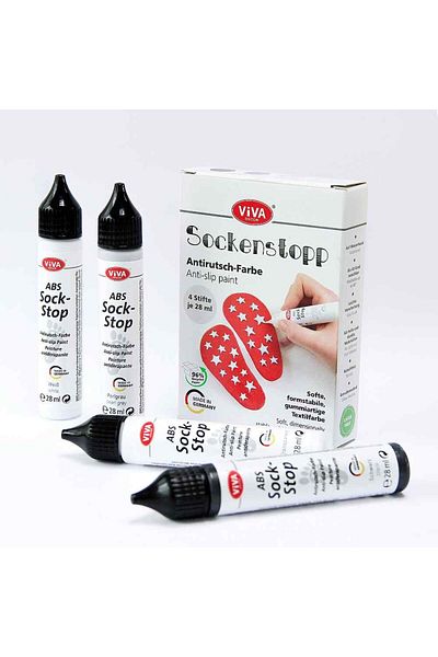 Viva Decor Set of 4 anti-slip paints for socks and textiles ABS Sock-Stop VIVA DECOR, 4*28ml