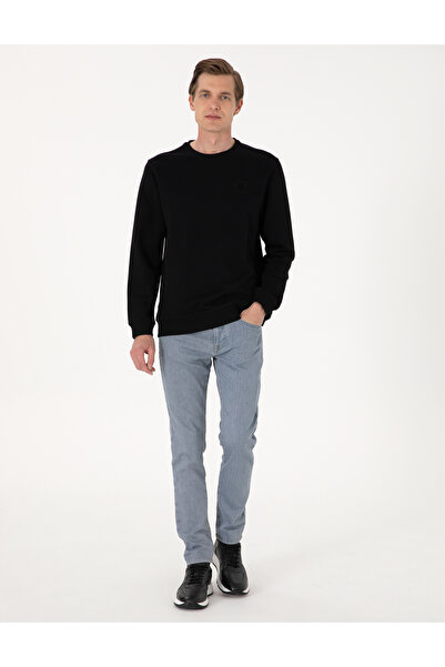 Pierre Cardin Siyah 3 İplik Regular Fit Bisiklet Yaka Basic Sweatshirt 50314978-VR046