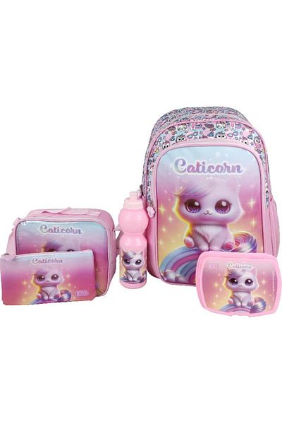 Roco Cat 5-in-1 Value Set Backpack with Accessory – 16 Inch Cute School Bag for Kids