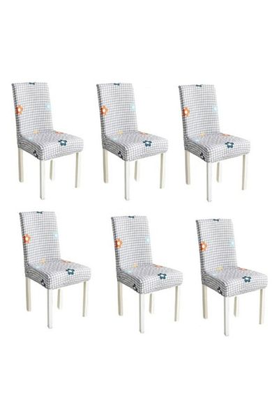 OEM Set 6 huse universale pentru scaune, poliester, imprimeu elegant, MS STAR, gri multicolor