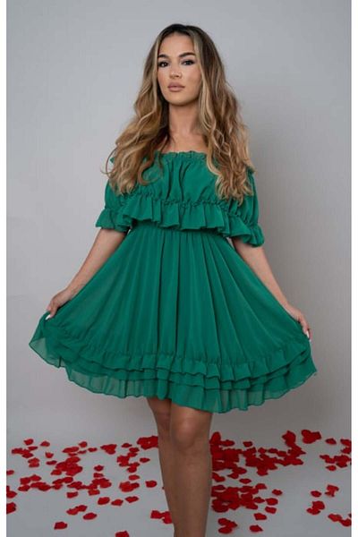 MONNET MODA Rochie Voal Verde Smarald - Marime Universala