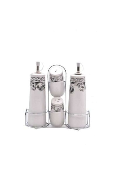 wei Set oliviera 4 piese din ceramica cu suport metalic, 22x20x5 cm
