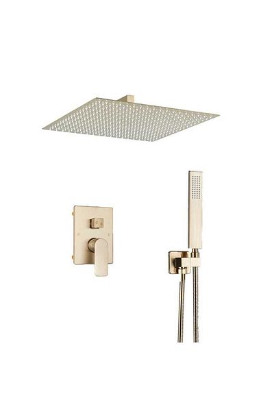 CasaVie Rain shower set, nickel-plated gold (semi-glossy), 40 cm long, with 2 flow functions, code 1454