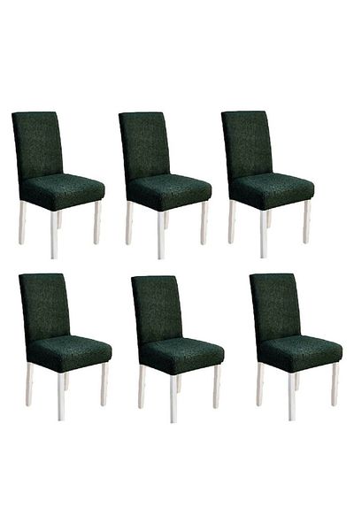 OEM Set 6 huse universale pentru scaune, poliester, elastan, imprimeu elegant MS STAR, verde închis