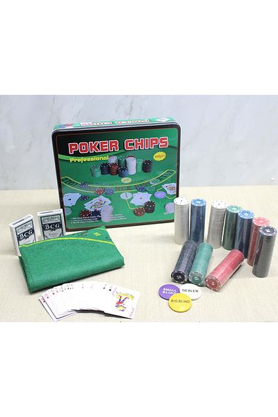HEPBİMODA Poker Game with Metal Box 500 Chips and 2 Pcs Playing Cards Set