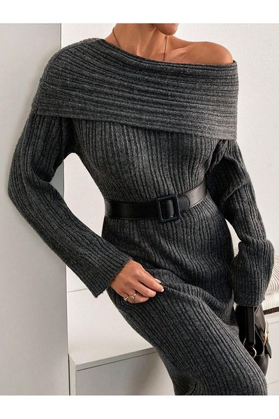 hidafashion Madonna Collar Yumoş Knitwear Dress