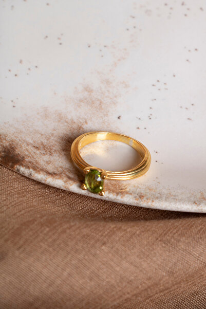 OSMANLI DEĞERLİ TAŞ SERTİFİKALI Zebercet Doğal Taş 925 Ayar Gümüş Altın Kaplama Yüzük