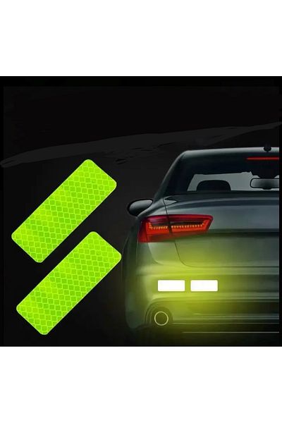 Home Car Bumper Sticker with Yellow Reflectors 2Pcs Highlighter Night Visibility Enhancer Safety Sticker