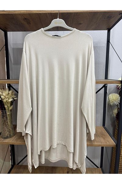 ÖZNE BUTİK Women's 100% Cotton Lycra Loose Cut Oversized Tunic