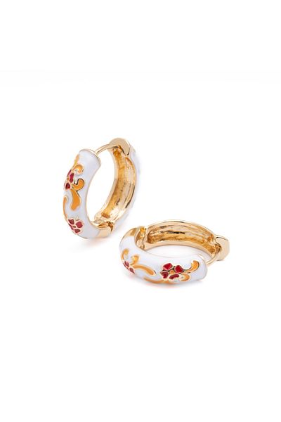 Trend Republic White Flower Steel Hoop Earrings