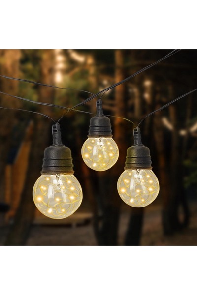 SERSIMO Ghirlanda decorativa pentru exterior, 10 metri, 10 becuri LED cu ilum...