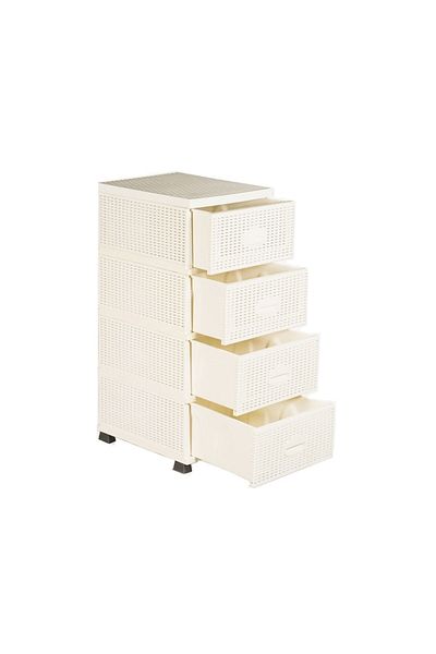sterk Storage Cabinet for Hallway, Bathroom, and Kitchen, 91x46x37.5 cm, Rattan, White