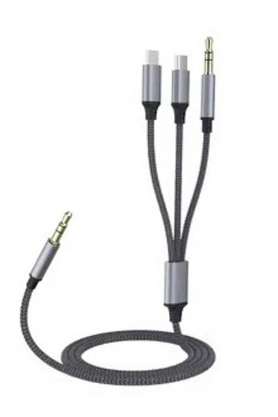 Micro Speed كابل AUX إلى Type-C وLightning (iPhone) وAUX مقاس 3.5 مم، بطول متر واحد