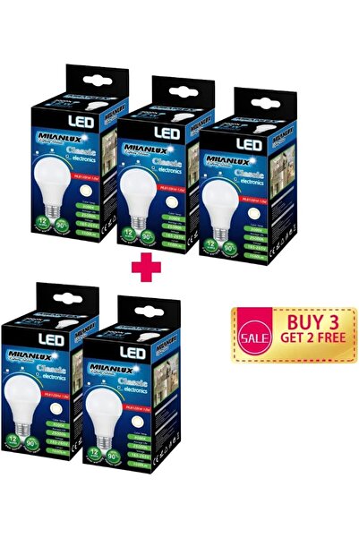 Milanlux لمبة ليد 1080 لومن أبيض دافئ (3000) 12 وات = 75 وات قاعدة E27 عبوة م...