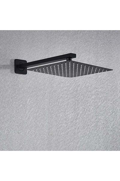 CasaVie Set de dus negru cu para patrata 30 cm latura, cu 2 functii de curgere a apei, cod 1171