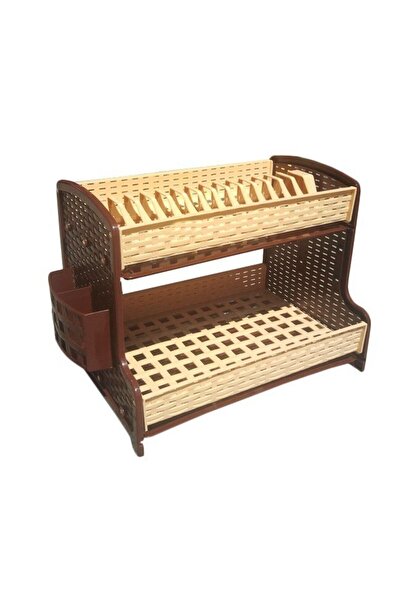 OEM Dish Rack with Two Tiers and Trays, Rattan