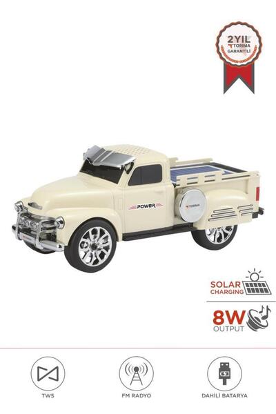 Torima Bluetooth Hoparlör Pickup Araba Güneş Enerjili Speaker D54 Bej