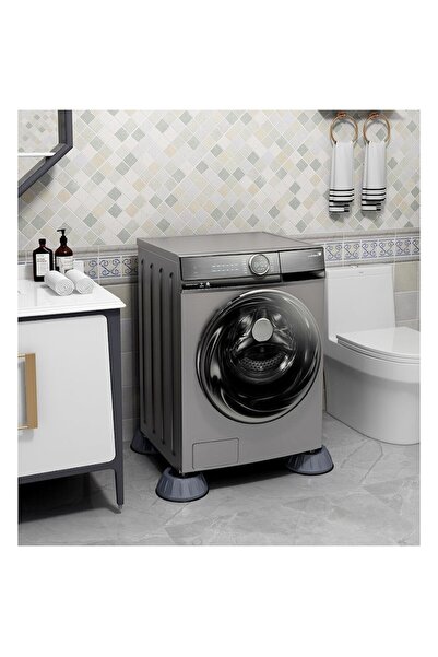 Flippy Set of 4 Anti-Vibration Feet, Flippy, 8 cm, Gray, with Rubber Suction Cups